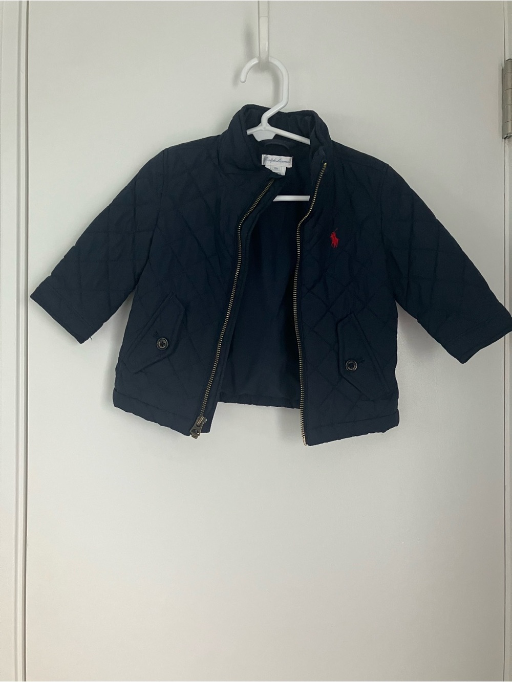 Ralph Lauren Quilted Navy Puffer Jacket with Red Logo